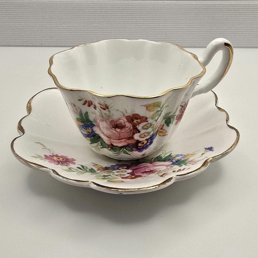 Vintage Royal Stuart Bone China Cup and Saucer Made in England Spencer Stevenson